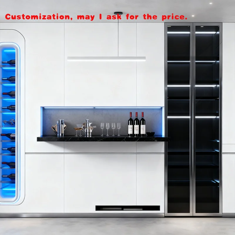 

на заказ. Заводской OEM ODM Индивидуальный винный шкаф для домашнего использования Дизайн мебели Стойка для спиртных напитков Барный шкаф с подсветкой