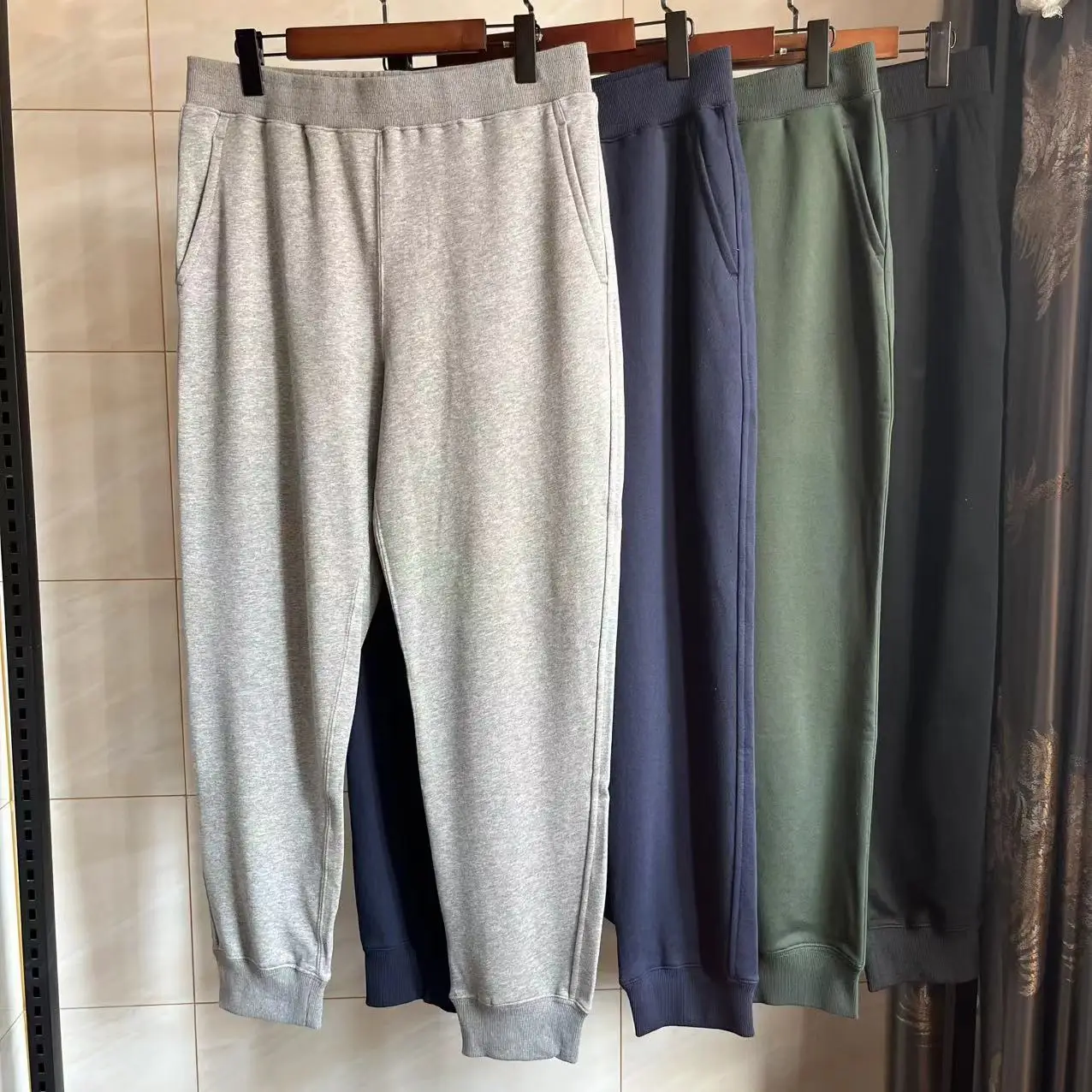 

Мужские повседневные брюки из плотного трикотажа с эластичным поясом, модные осенние свободные дышащие штаны из смесового хлопка и полиэстера