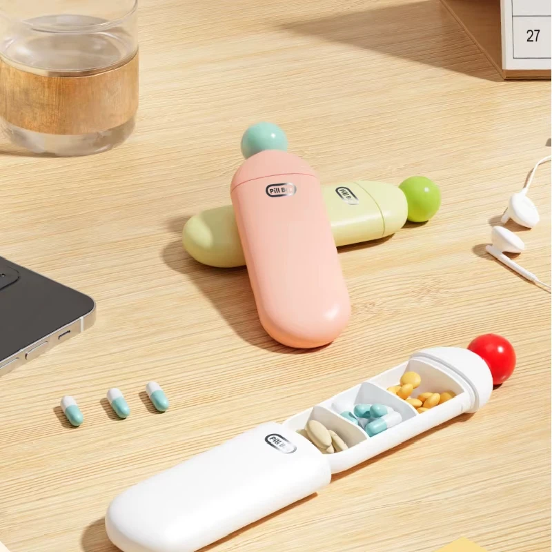 Tragbarer Reise-Pillenbehälter, tägliche Pillendose, Aufbewahrungsbehälter, wöchentlicher Spender, 3 Fächer, Nahrungsergänzungsmittel, Fischöl, Outdoor