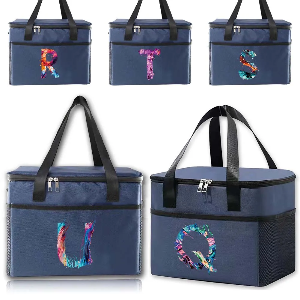 

Storage Handbag Food Tote Thermal Insulated Bag Simplicity Lunch Bags for Unisex Picnic Organizer Boxes Paint Letter Pattern