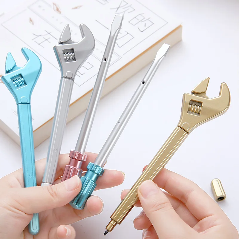 12/60 Pcs Creative Wrench Gel Pens Primary Middle School Students Funny Screwdriver Signature Pen Pulling Wholesale