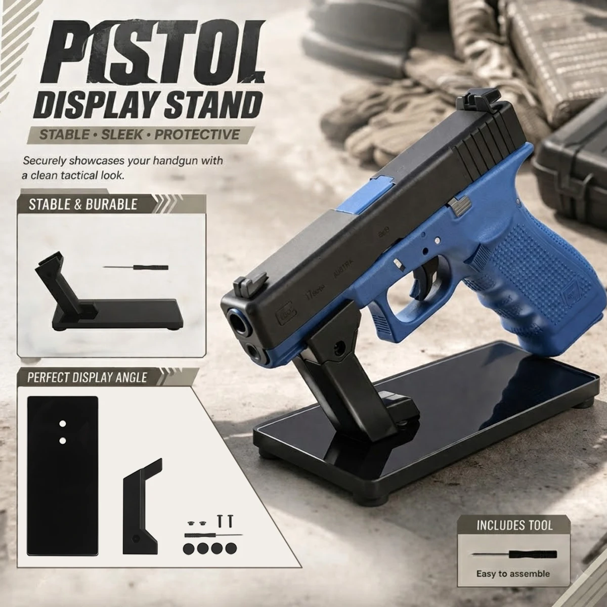 

Тактическая подставка для пистолета из АБС-пластика, держатель для страйкбольного оружия, безопасная стойка для хранения, декоративная подставка для коллекции военных энтузиастов