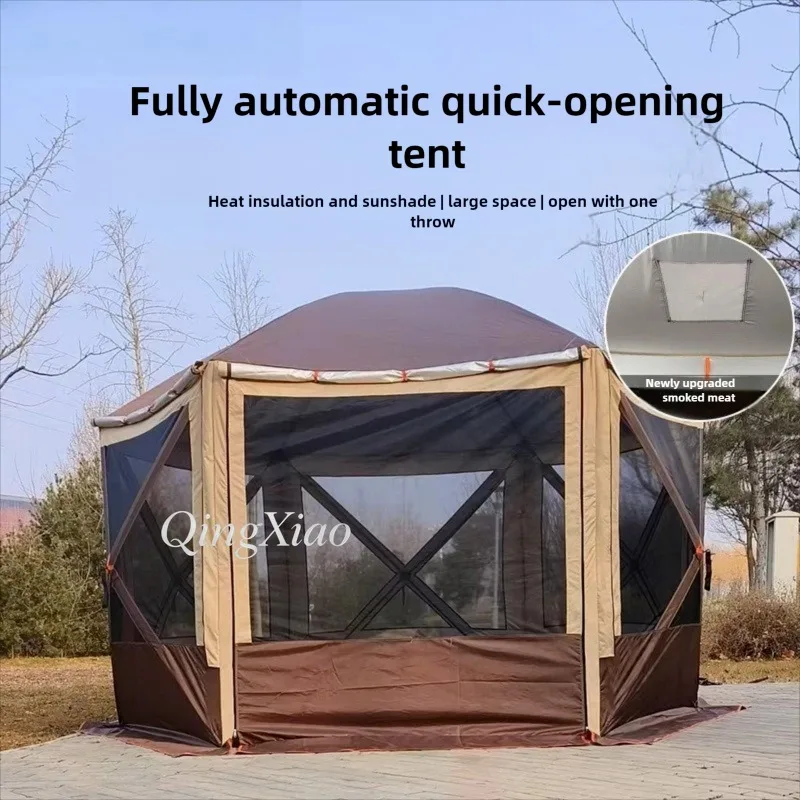 Hexagonal  Yurt Tent with Large Canopy Windproof Waterproof Big Outdoor Shelter for Camping Beach Party & Wedding Event Use