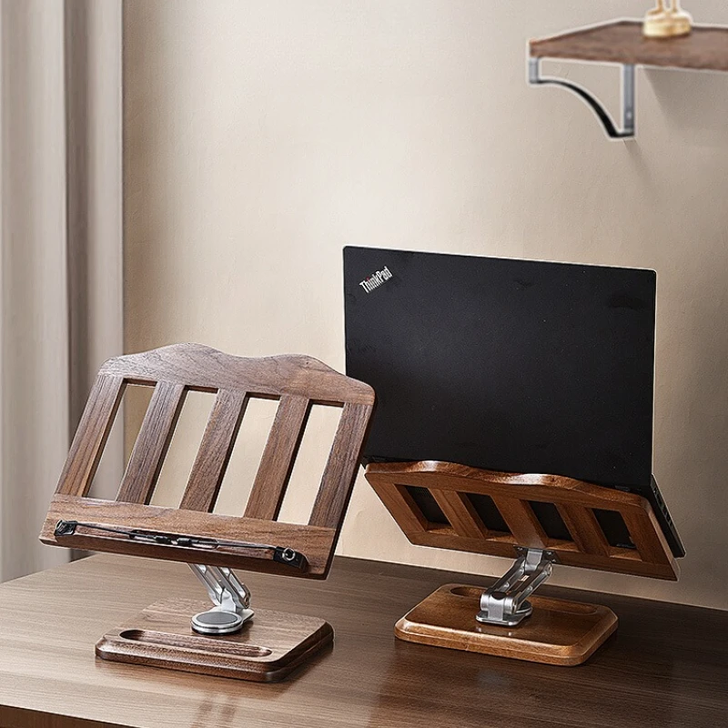 

Walnut Laptop Stand Adjustable Height Monitor Riser with 360° Rotating Book Holder Ergonomic Desk Organizer for MacBook/Reading