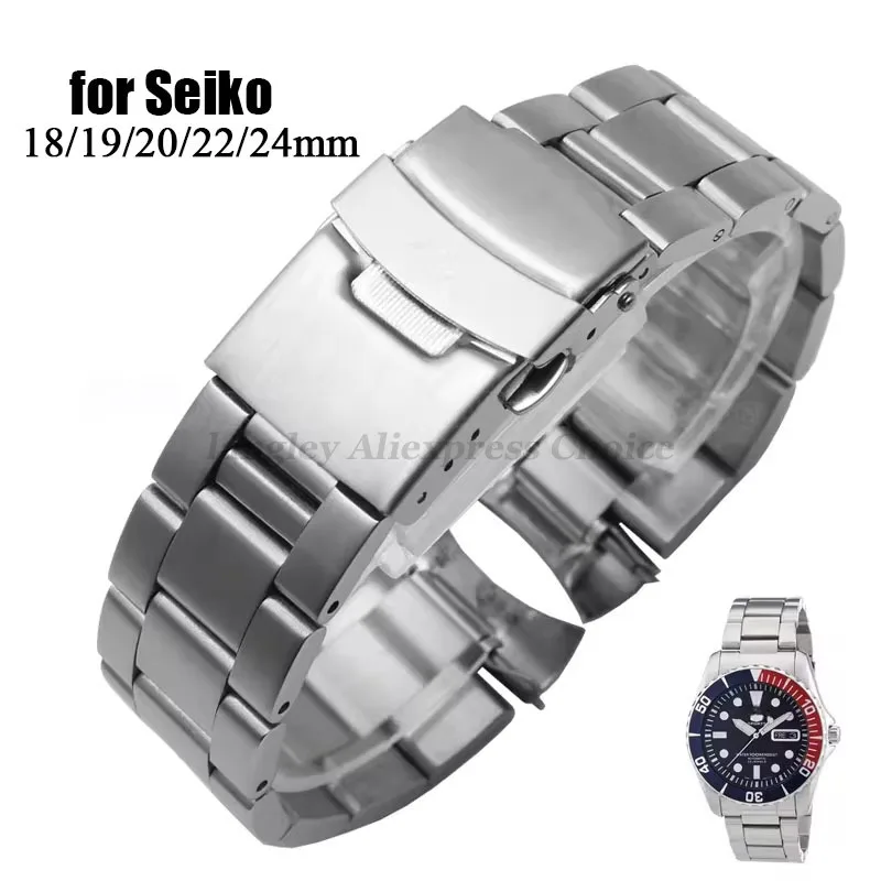 Solid Stainless Steel Strap For Oyster Bracelet for Seiko SKX007 SKX009 Arc End Strap 18mm/19mm/20mm/22mm/24mm Men\'s Sports Belt