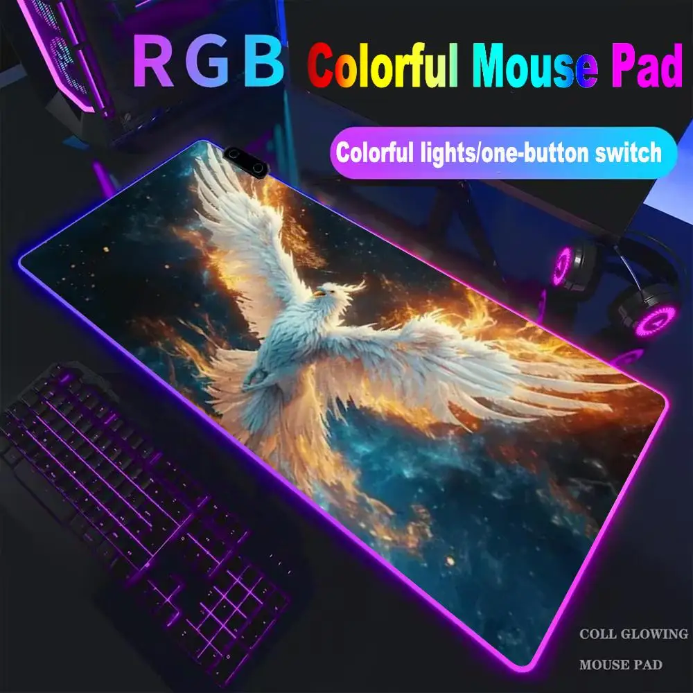 

Fire Phoenix Mouse Pad High-end E-sports Mouse Pad Mouse Pad RGB Mouse Pad LED Pc Large Student Writing Pad Gamer Luminous Desk
