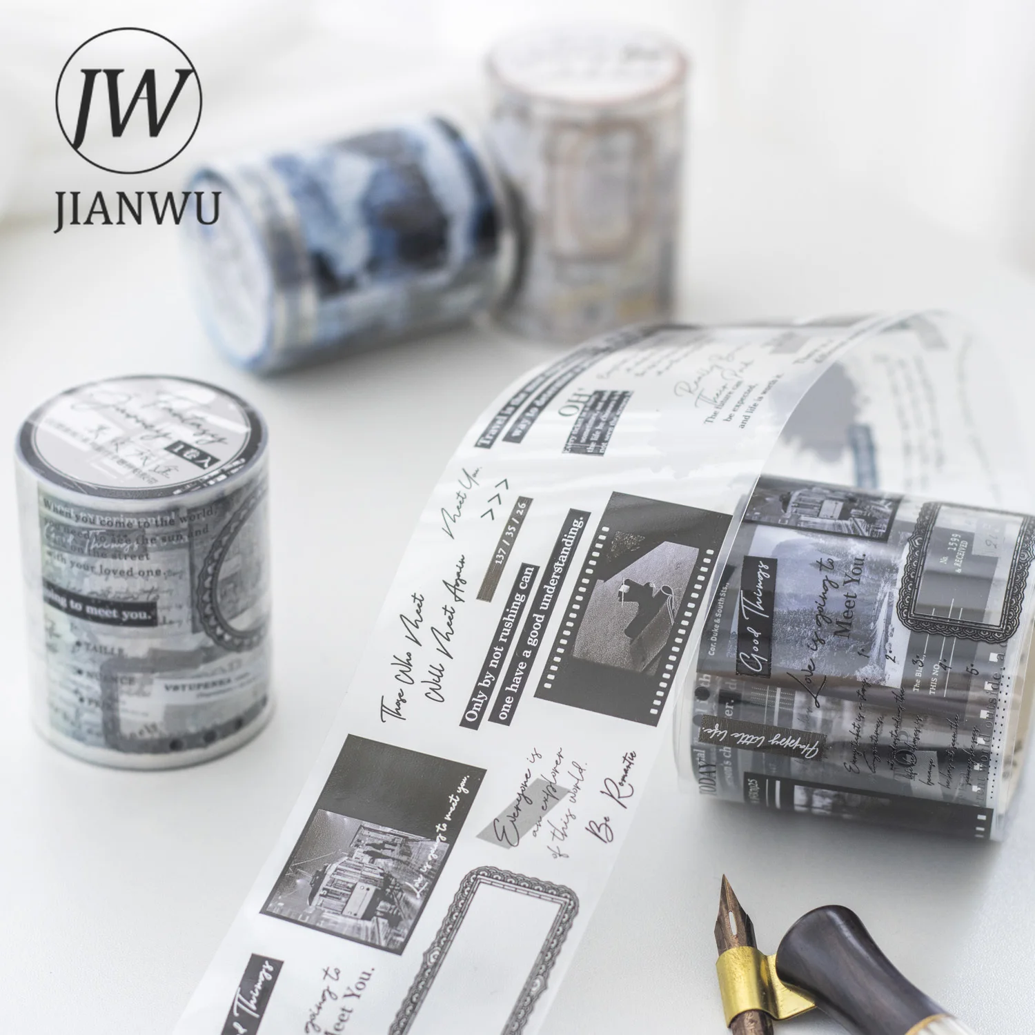 JIANWU 50mm*200cm Fantasy Journey Series Vintage Travel Theme PET Tape Creative DIY Journal Collage Material Decor Stationery