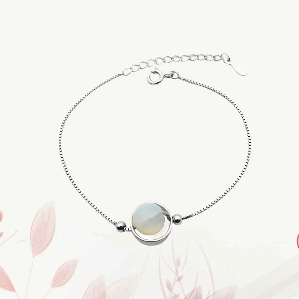 

Elegant Bangle Silver Lightweight Durable Women Bracelet Sterling Silver Wrist Chain Opal Bracelet Popular Jewelry