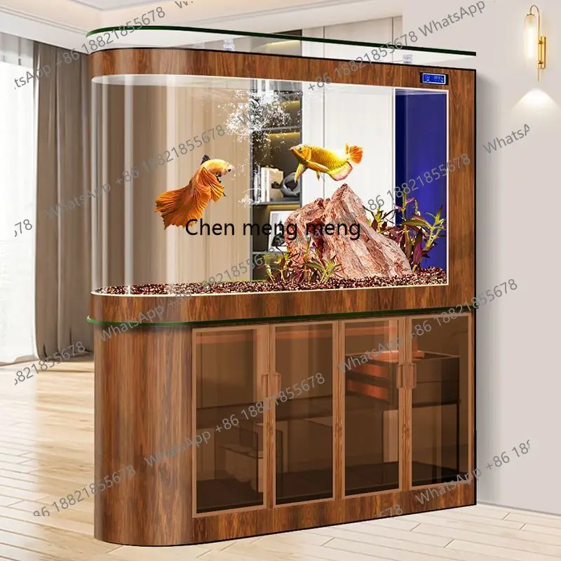 

New ecological fish tank, living room glass partition screen household bottom filter floor large aquarium