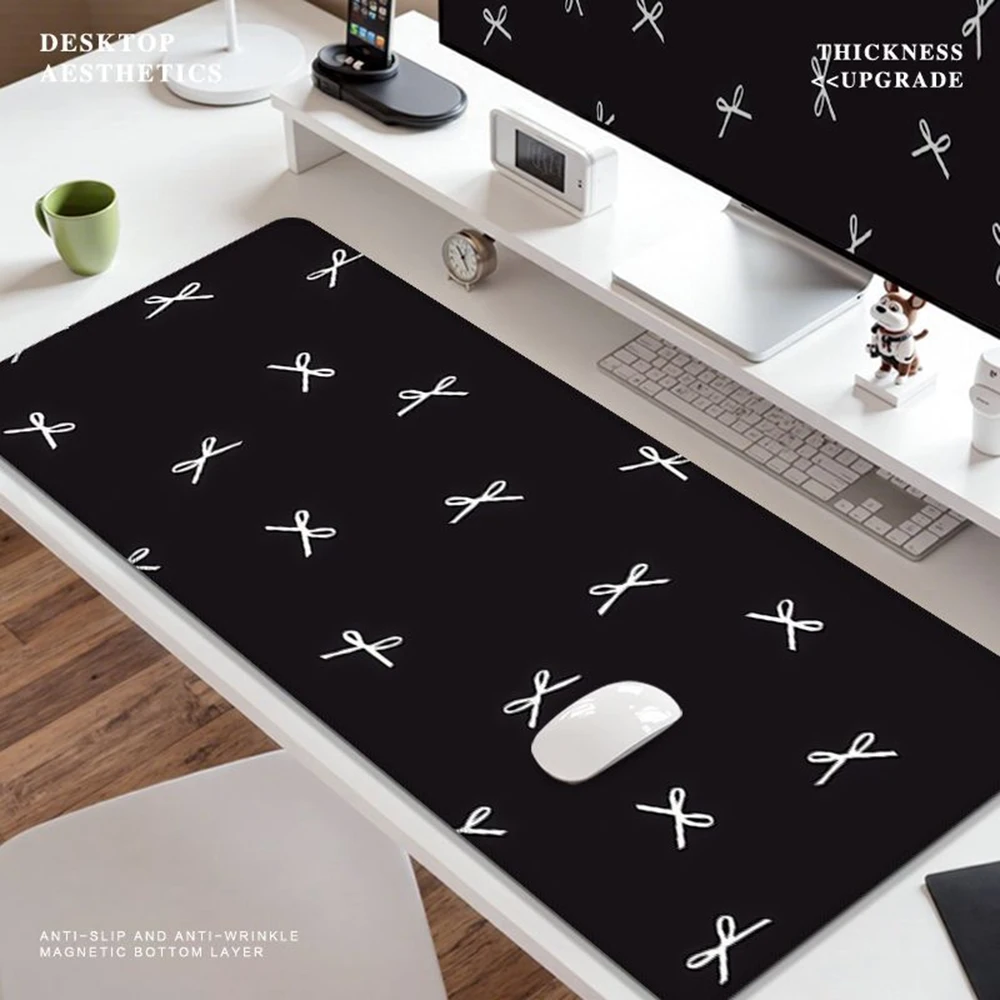 Full Screen Bowknot Pu Leather Mousepad Office Desk Mat Mouse Pad Computer Speed Type Carpet Mat Player Laptop Keyboard Cartoon