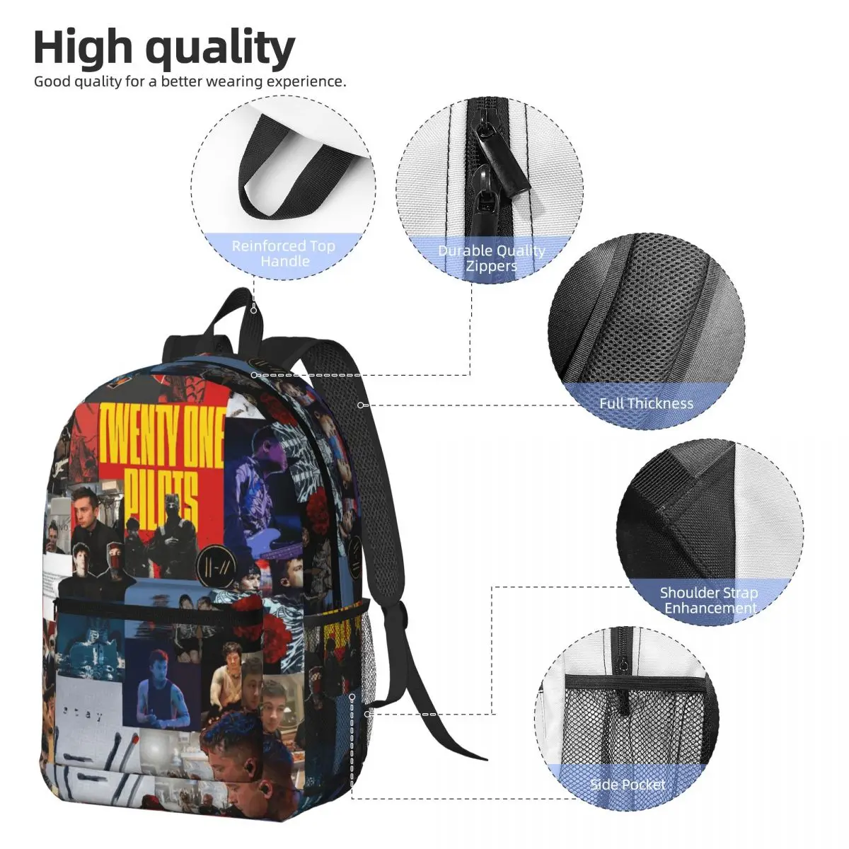 Twenty One Pilots Backpack Student BookBag Children School Bag Computer Shoulder Bags for Men Women