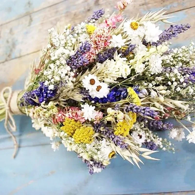 

Dried Natural Fowers Real Lavender Eucalyptus Baby's Breath Dried Flower Bride Bouquets Wedding Bridesmaid Bouquets Home Decor