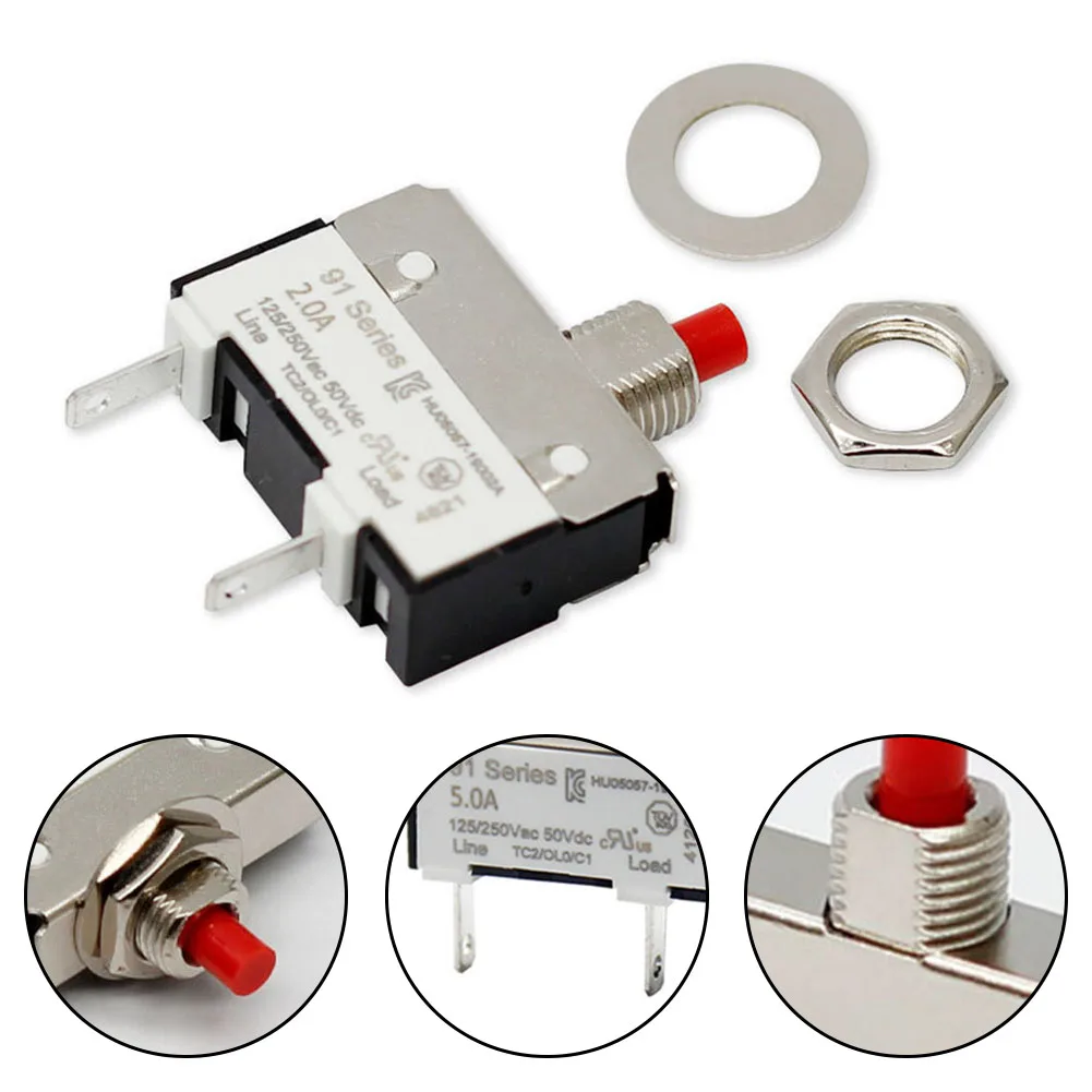 2 Pcs 2.5/3/4/5A 91 Series Manual Reset Thermal Switch DC Circuit Breaker Over Current Overload Protector