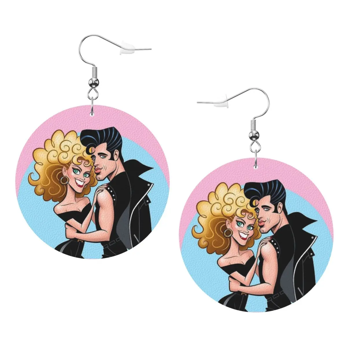 

Custom Movie Character Grease Dangle Drop Earrings Leather Earrings for Women Fashion For Valentine's Day