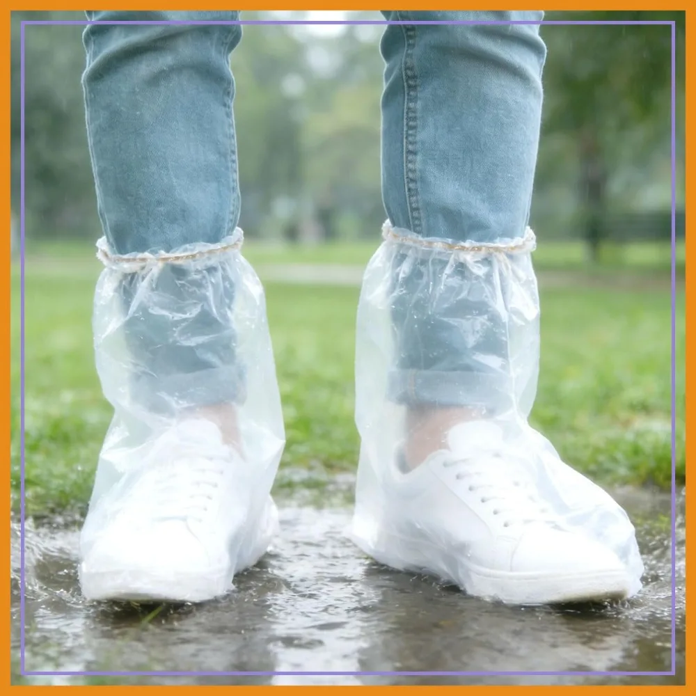 

10 Pairs Disposable Waterproof Shoe Covers, Non-Slip Rain Boot Protectors for Women & Men, Clear One Size Fits Most