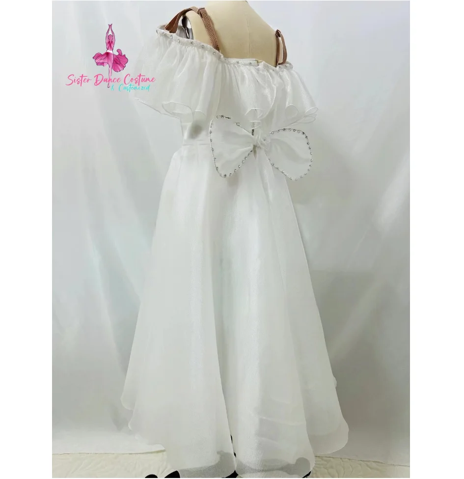 Custom little Westfield tutu fairy variations long gauze dress women pure white shiny winged dress Headwear included