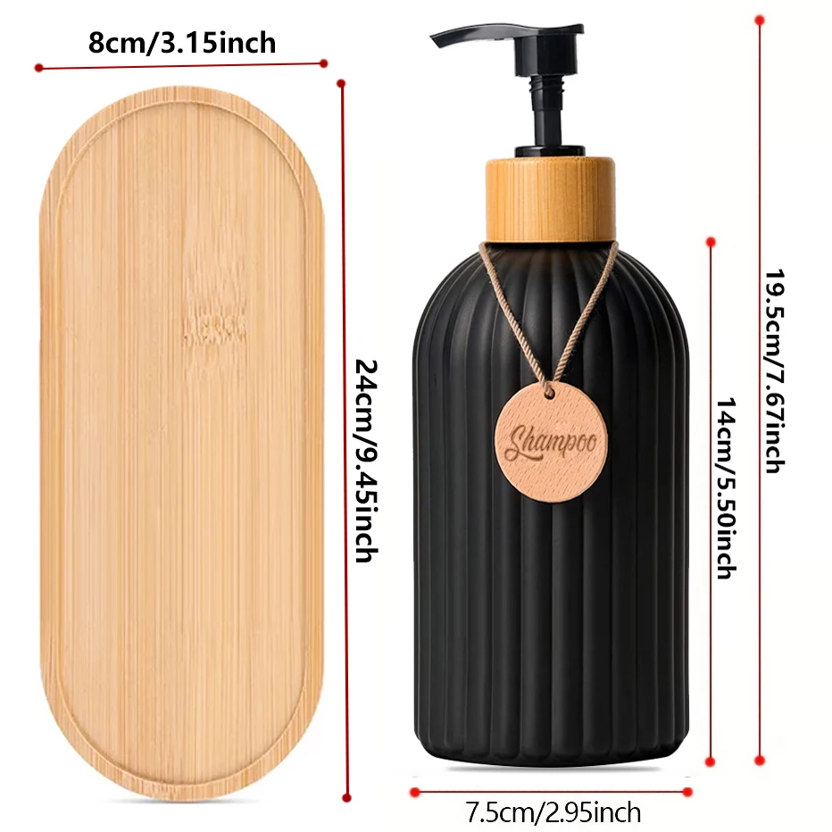 3Pcs Shampoo and Conditioner Bottle Dispenser with Tags Matte Black Lotion Body wash Dispenser for Bathroom Shower