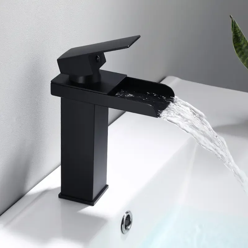 

Basin Faucet Black Waterfall Faucet Mixer Tap Bathroom Faucet Bathroom WashBasin Faucet Mixer Tap Hot and Cold Sink Faucet