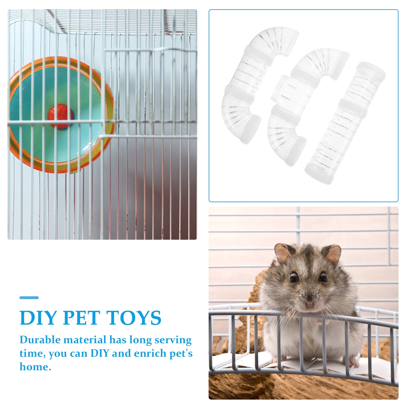 

DIY Hamster Maze Tool External Cage Tunnel Durable Plastic Tube for Small Animals Scratch Resistant Out Use Enrich Pet