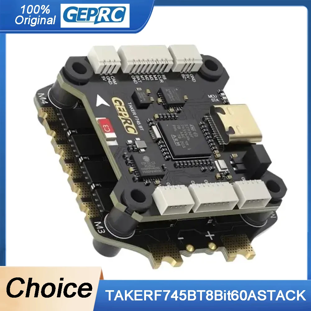 

GEPRC TAKER F745 BT 8-битный стек 60A 4IN1 ESC 512 МБ Черный ящик Анализ данных Запись полета Барометр Двойной гироскоп Гоночный FPV Дрон