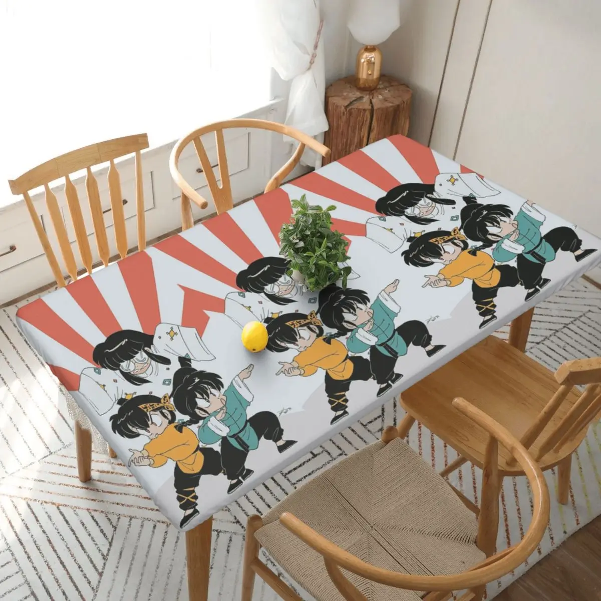 Ranma 1/2 Saotome Pig Girls P Chan Custom Rectangular Tablecloth Waterproof Table Cover for Dining Events Table Cloth