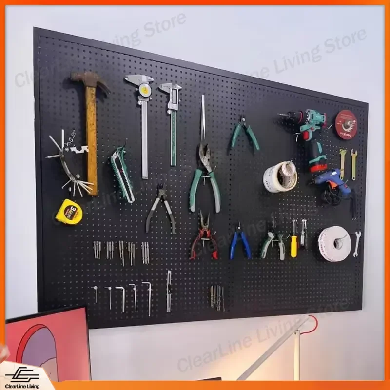 Large Metal Pegboard Wall Organizer Multifunctional Tool Storage Shelf Portable Hole Board for Warehouse Workshop Garage