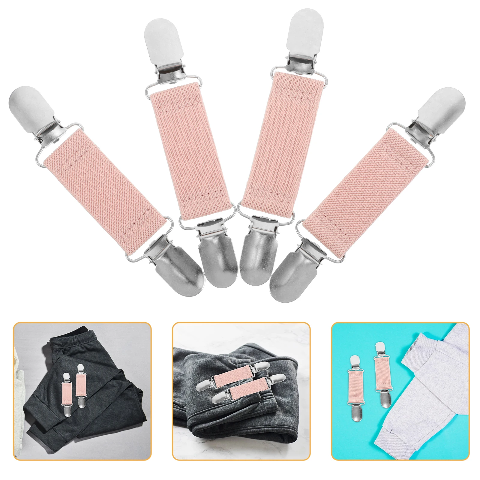 

4pcs Windproof Outdoor Clips Elastic Leg Fasteners For Hiking Cycling Biking Trekking Running Unisex Pants Waist