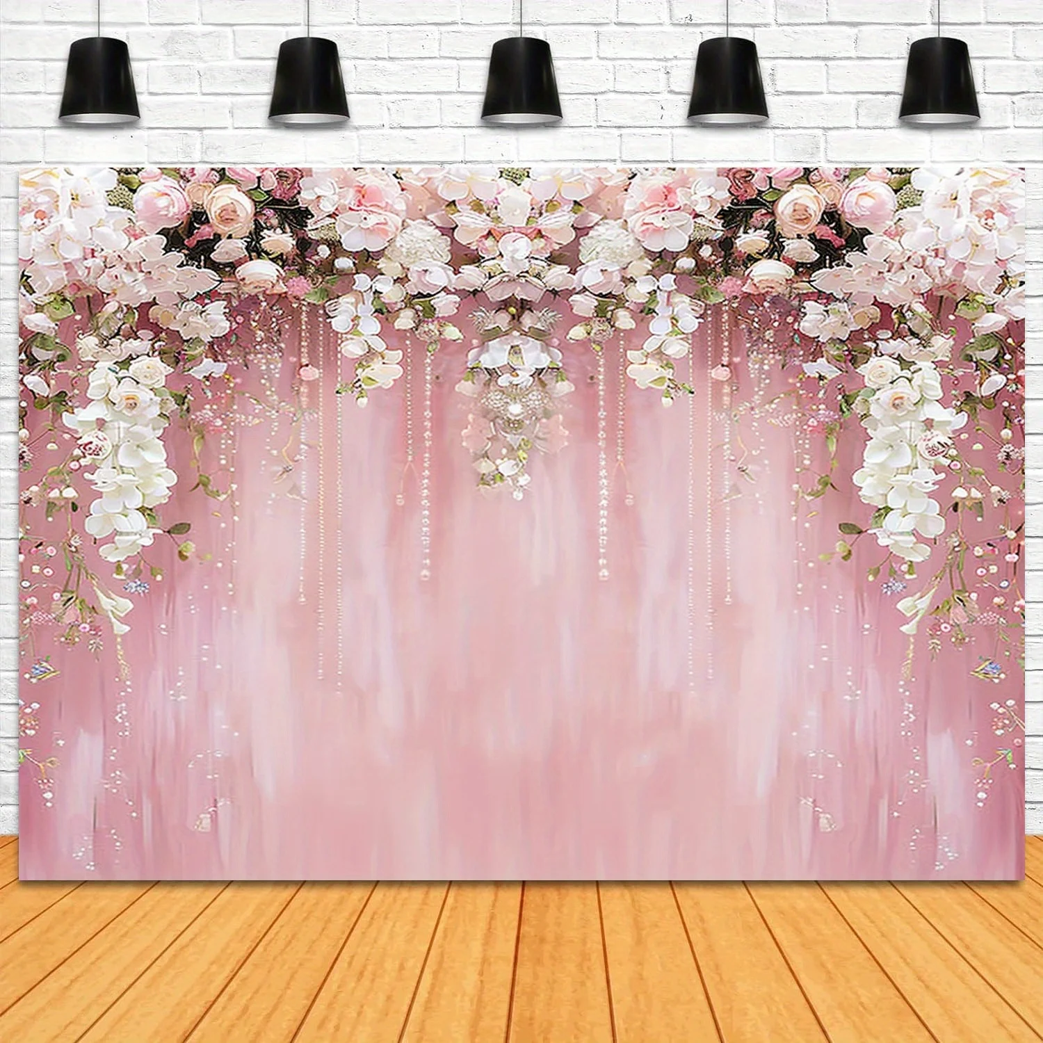 Elegant Pink Rose Wedding background - Versatile polyester floral photography background for bride and party shooting