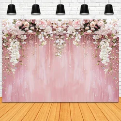 Elegant Pink Rose Wedding background - Versatile polyester floral photography background for bride and party shooting