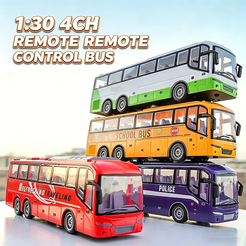 

1:30 Rc Car Kids 4Ch Remote Control Bus with Led Light Wireless Moel Toys Radio-Controlled Vehicle Simulated Plastic Model