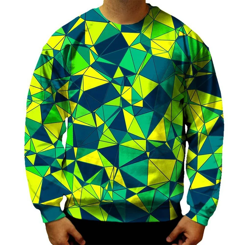 Abstract Cubes Graphic Men's Sweatshirts Cool 3d Printed Geometric Hoodie Trendy Street Loose Pullovers Y2k Long Sleeve Tops