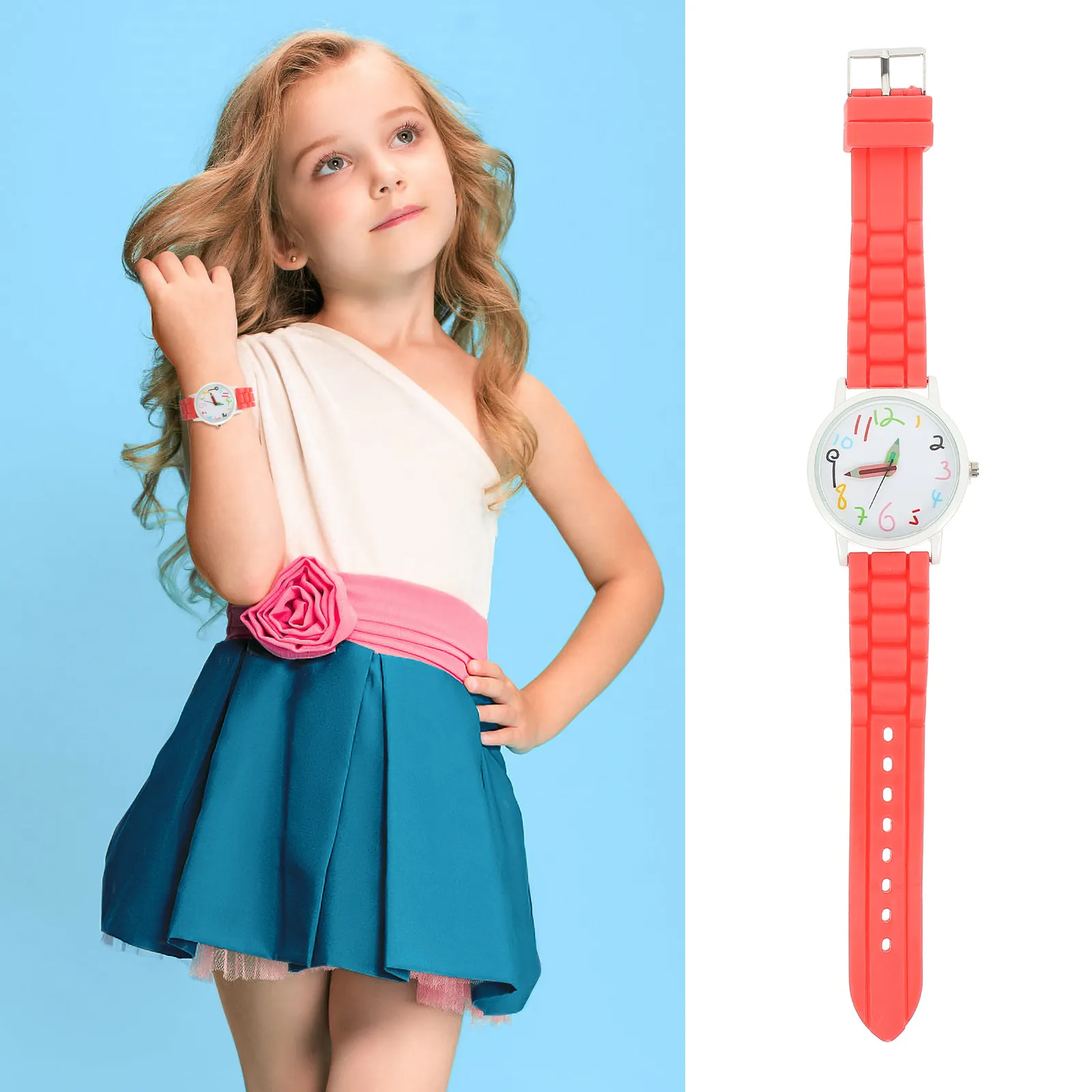

Регулируемые детские наручные часы с высококачественным ремешком, легкие, удобные, повседневные часы для студентов, подарок, легко читаемые цифры