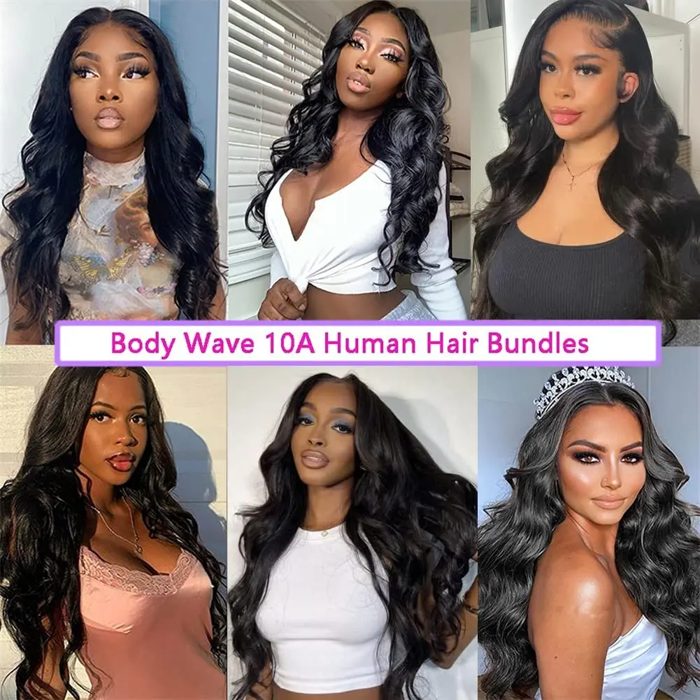 Human Hair Bundles 14 16 18 Inch 2/3/4 Bundles Body Wave Bundles Human Hair 10A 100% Unprocessed Brazilian Virgin Human Hair