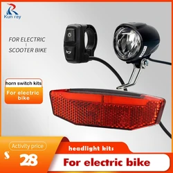 3pc/set Accessories for Ebike Brake Turning Light Set Input 24V 36V 48V Electric Bike Scooter Headlight with Horn Tail Light