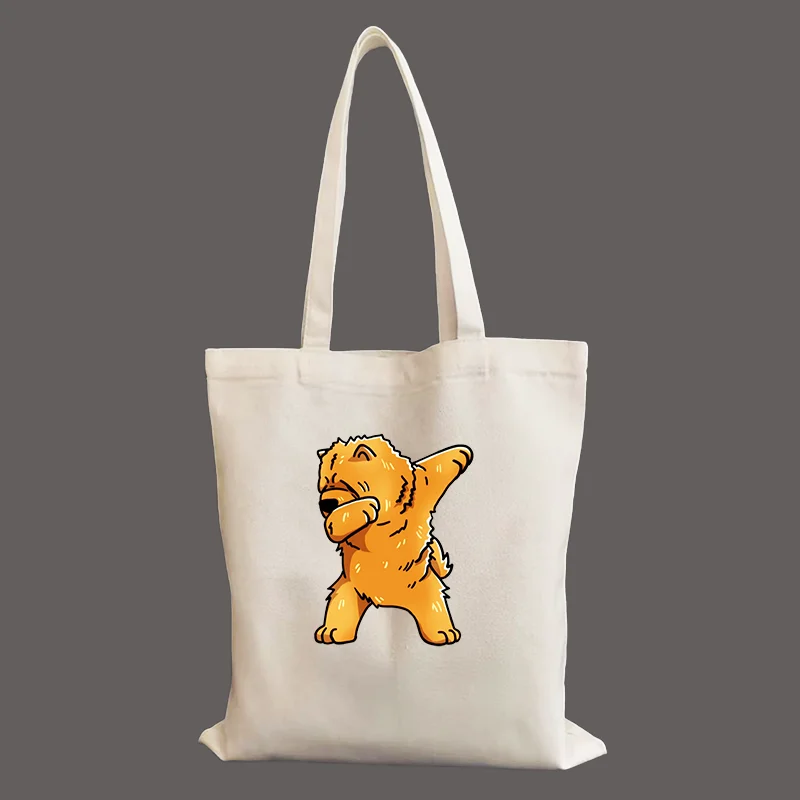 Dabbing  Chow Chow Dog Eco Shopper Bags Shopping Bag Tote Bag Shoulder Bag Canvas Bags Large Capacity College Handbag