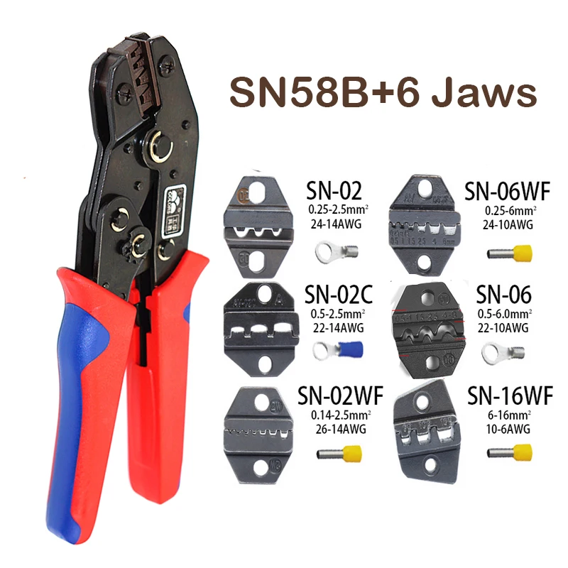 Crimping Pliers Set SN-58B SN-28B SN-48B SN2549 Jaw Kit for 2.8 4.8 6.3 VH3.96/Tube/Insulation Terminals Clamp Min Tools