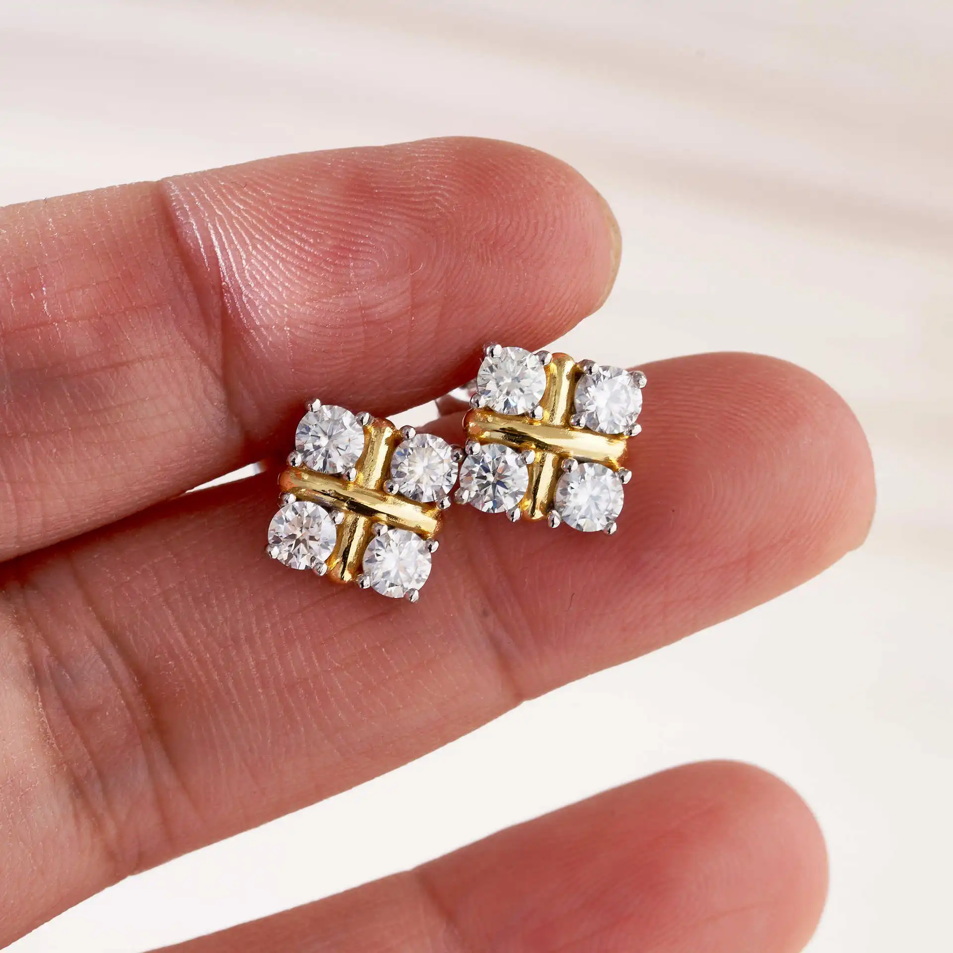 3MM 0.1 Caratx4 Pcs Women Moissanite Stub Earring VVS1 Gra Moissanite Earrings For Women Classic S925 Silver Earrings Gift