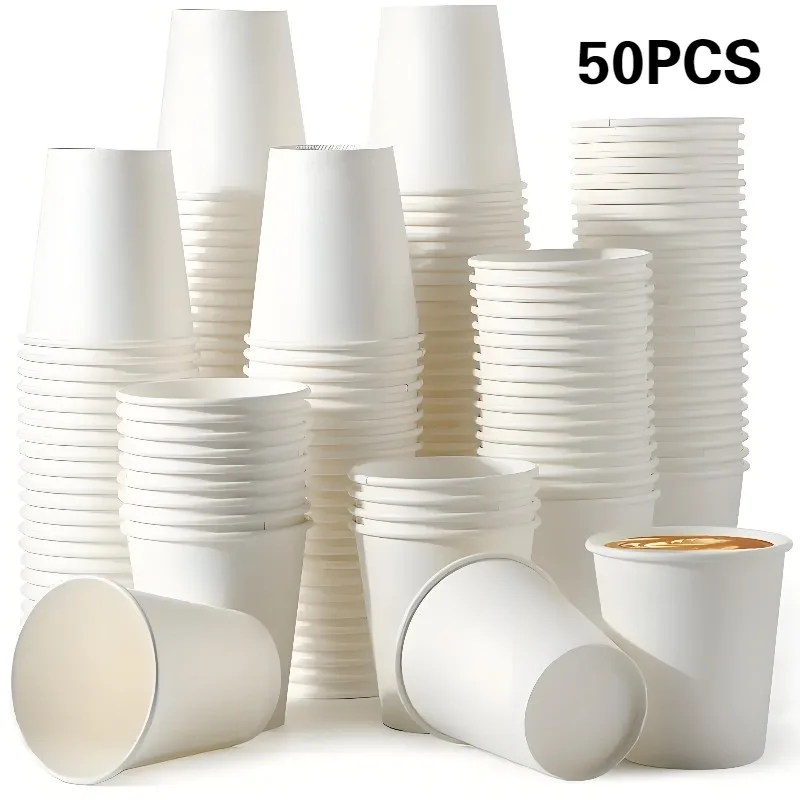 50PCS Disposable Small Paper Cups Coffee Drinks Candies Supermarket Tasting Office Restaurant Picnic Hotel Mini Mouthwash Cup