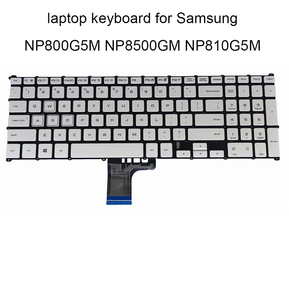 US English Laptop Keyboard For Samsung NP800G5M 800G5M 8500GM 810G5M NP800 BA59-04248A White Keyboards 9Z.NARSN.D01 NSK-MSDSN