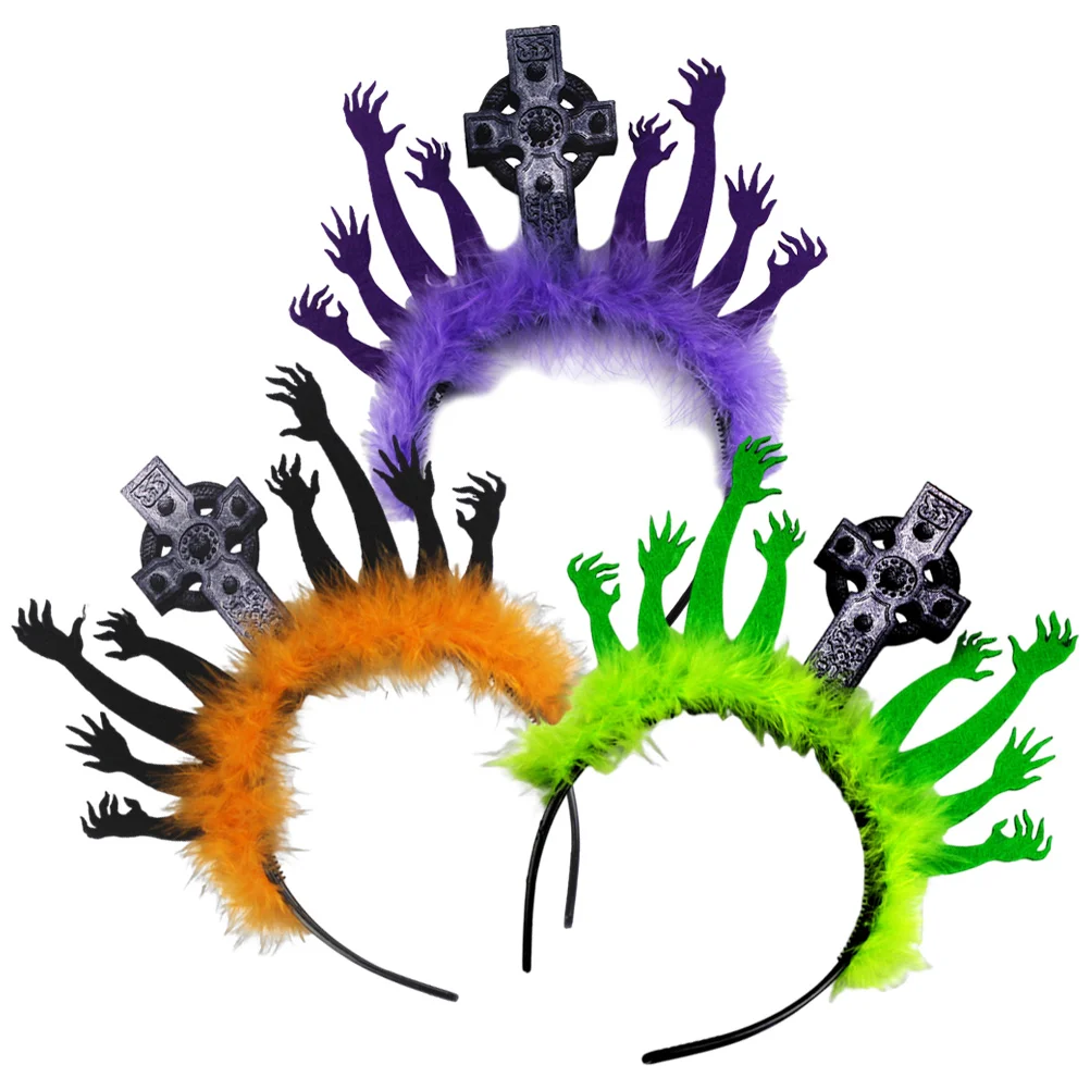 

3 Pcs Zombie H Headb s Halloween Costume Hair Hoops Black Purple Green Party Hats Cosplay Accessory Holiday Prop