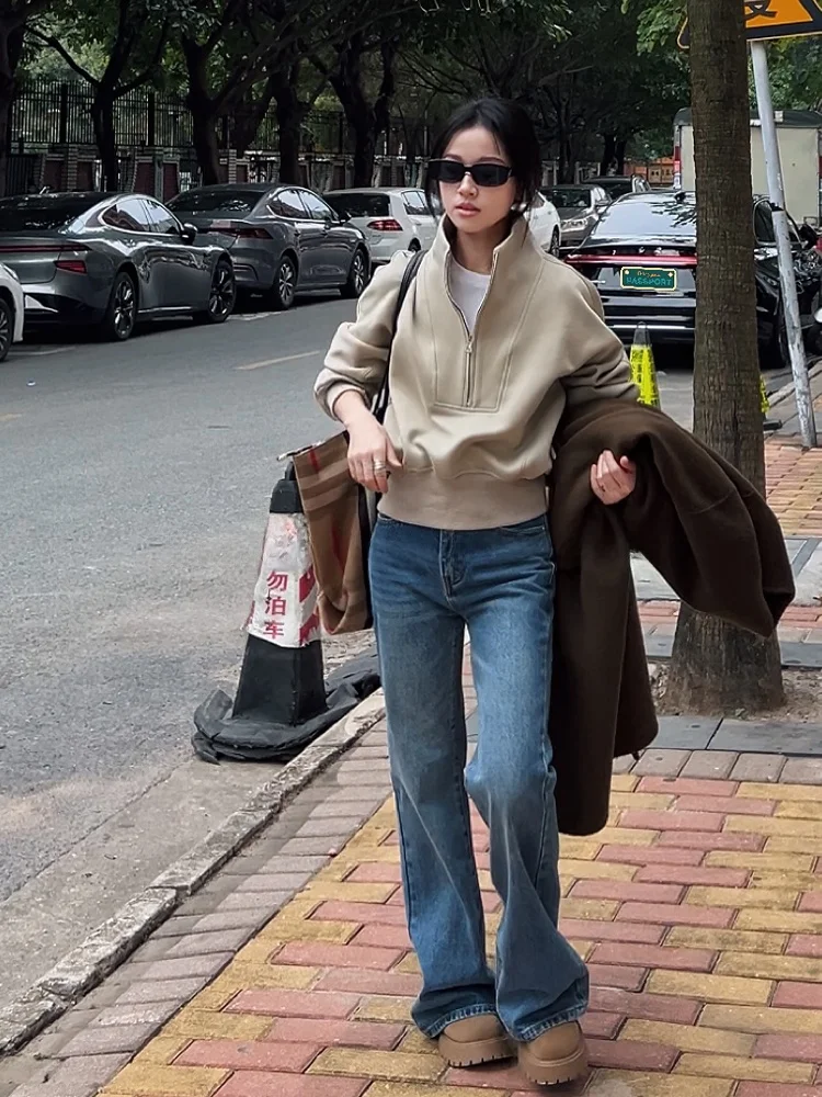 

Retro Bell Bot Jeans Women's Loose Fit Comfortable High Waist Denim Pants Spring Autumn New Sle Slimming Non-Matching