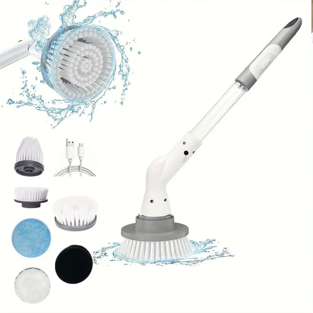 Electric Cleaning Brush With Long Handle Automatic Rotation Extension Cordless Multifunctional Cleaning Brush