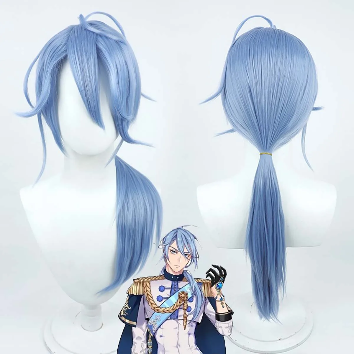 

Halloween Party Game Nu: Carnival Edmond Cosplay Long Blue Heat Resistant Synthetic Hair Wig