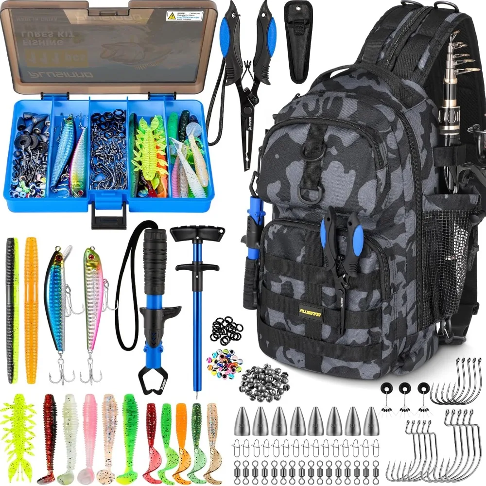 

Fishing Backpack with Tackle Boxes, Waterproof Fishing Sling Tackle Bag For Gear With Rod Holder, Gifts for Men