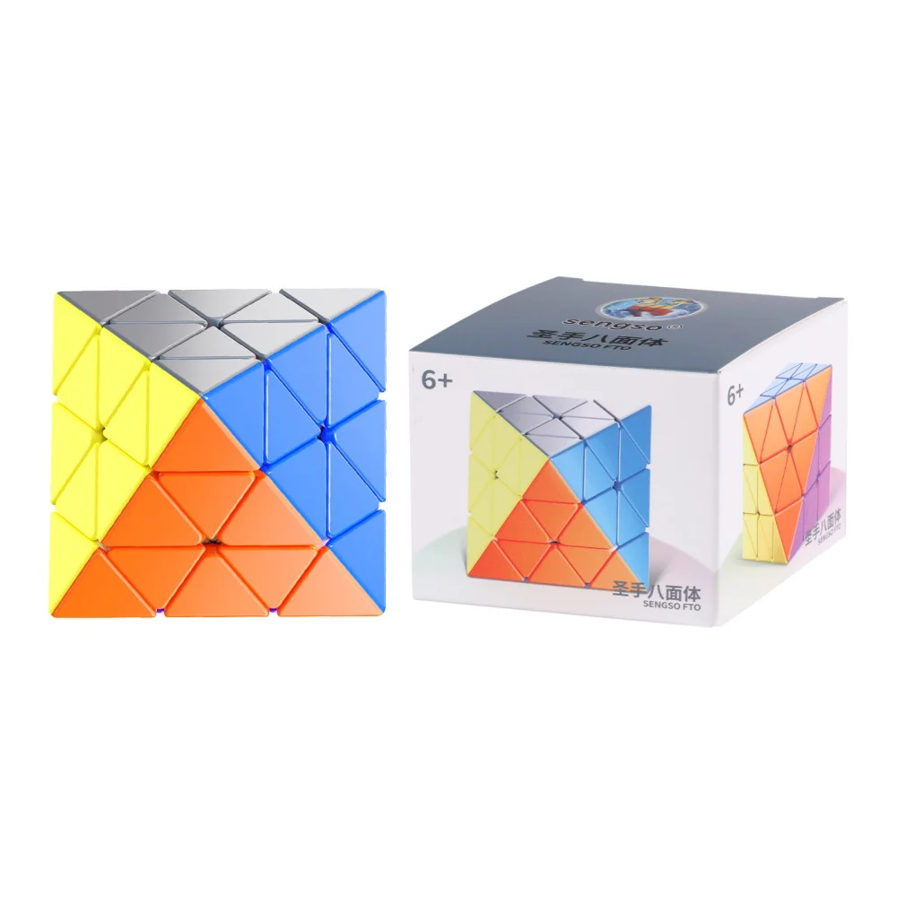 Shengshou fto octaedro rotativo velocidade profissional cubo mágico magnético stickerless brinquedo educativo brinquedos para crianças