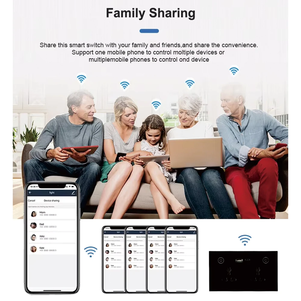 TYSH Tuya Fast Delivery Type C Usb Double Multi-funtion Tuya Wifi Wall Switch Socket Plug