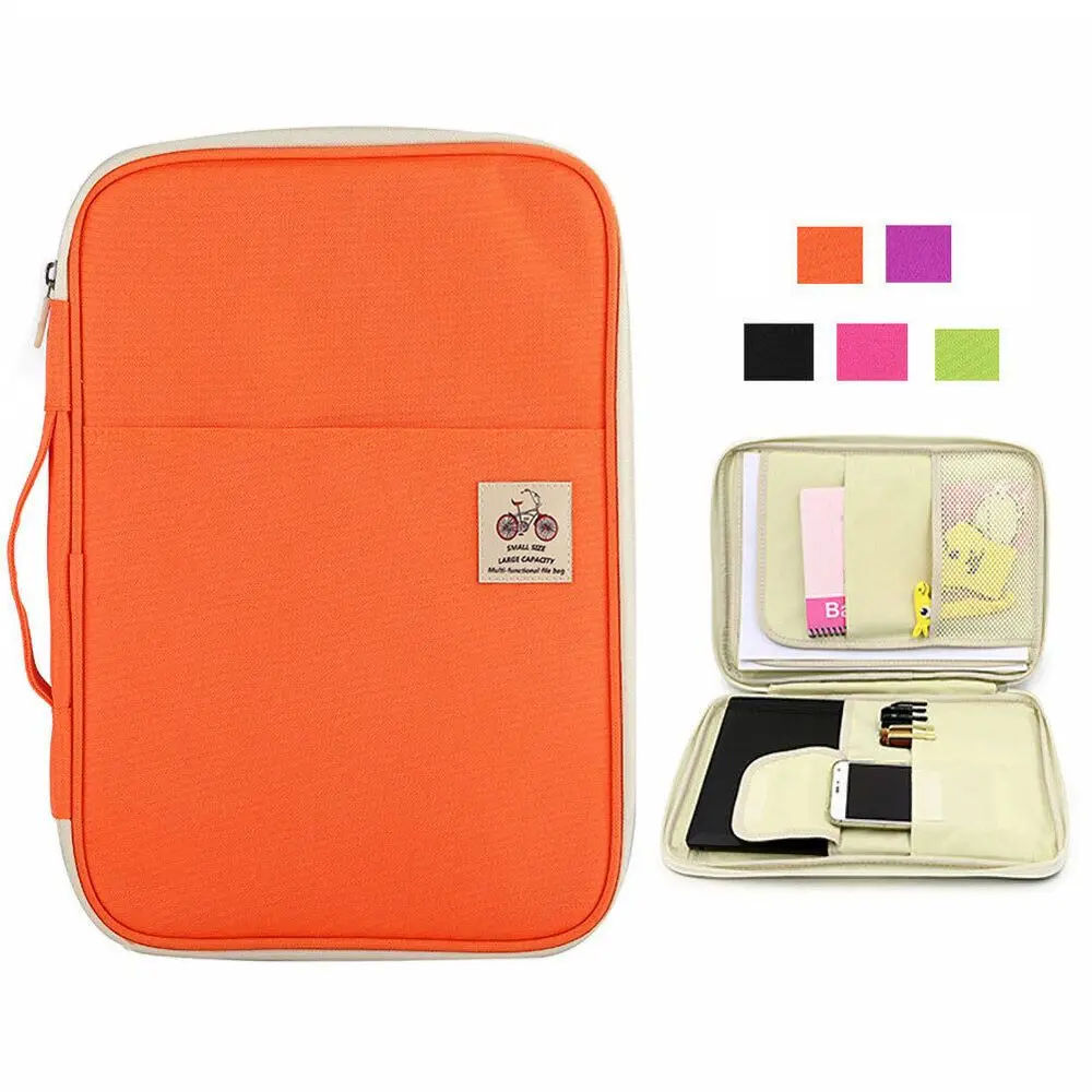 Tas Dokumen Portfolio A4 dengan Ritsleting, Organizer File, Paket Konferensi Multifungsi