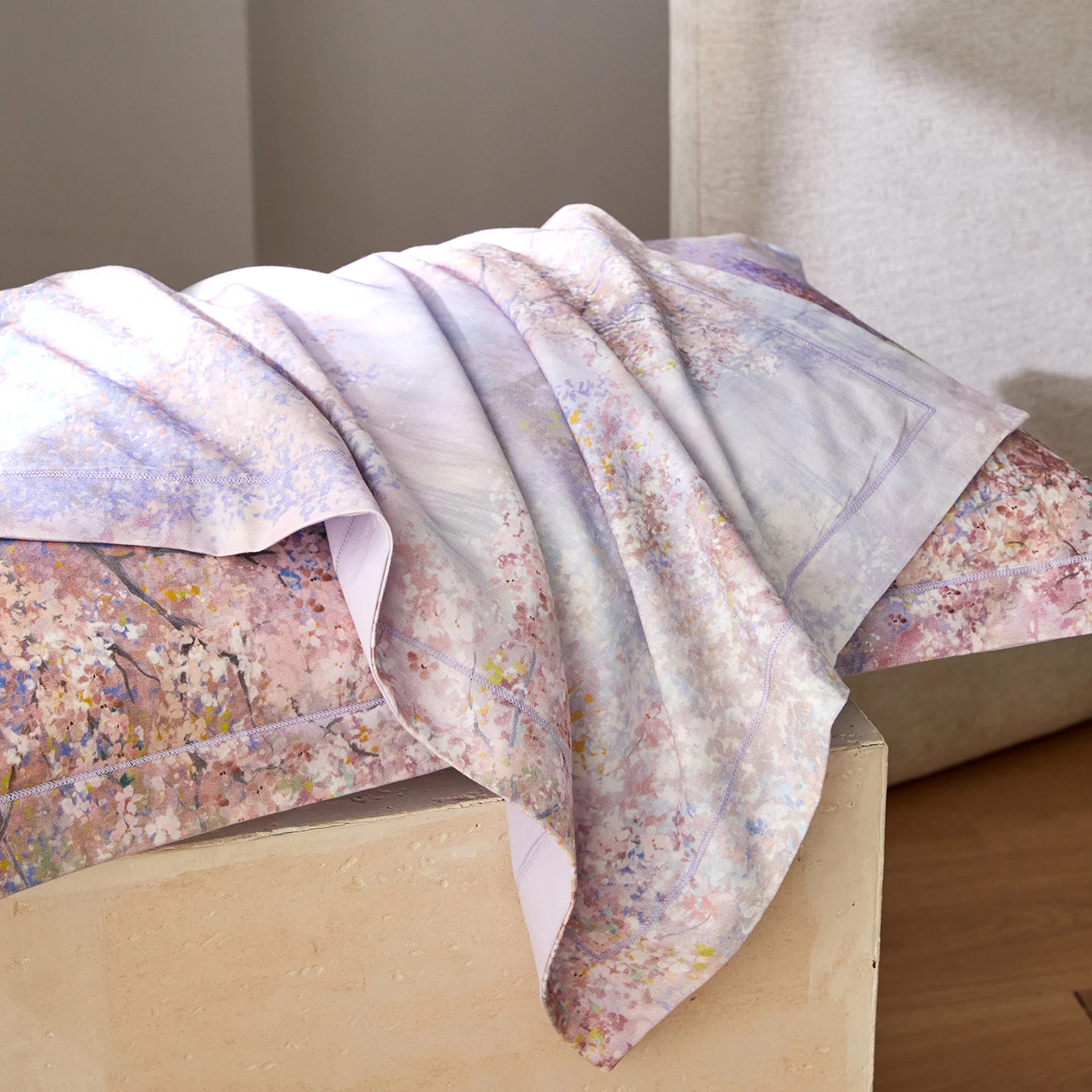 100% Cotton Bedding Set Brushed Flowers Taro Purple Duvet Cover Set Soft Cozy Sheet Set King Queen Size for Bedroom Decoration