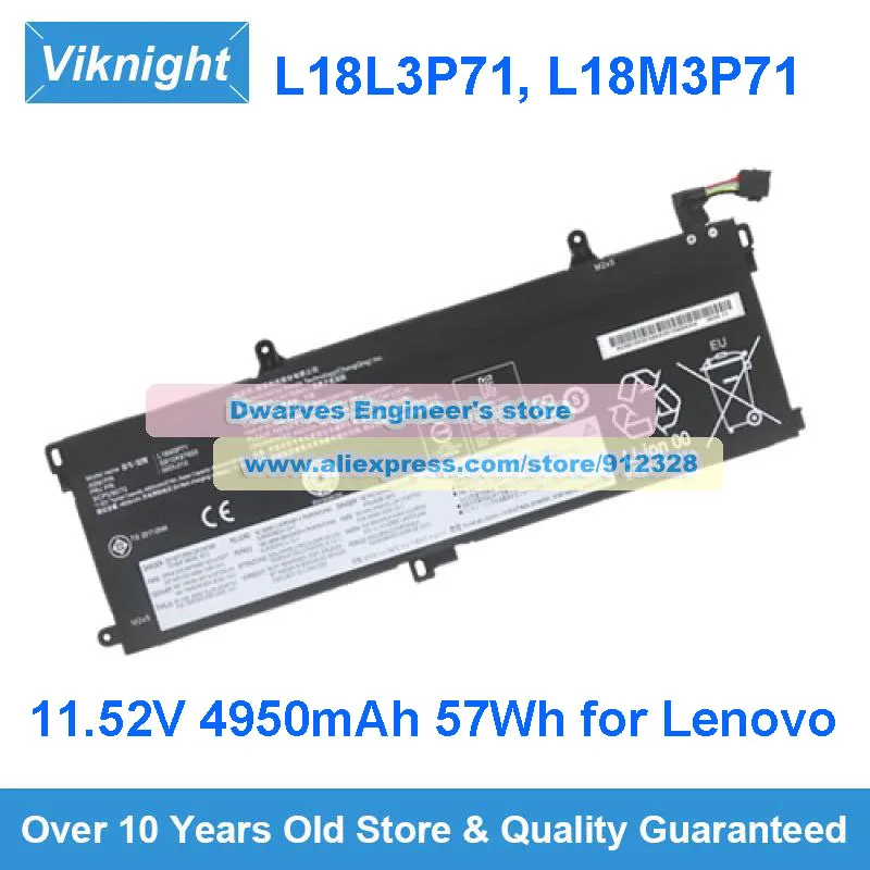 

Genuine 11.52V 4950mAh 57Wh Battery L18L3P71 L18M3P71 for Lenovo ThinkPad P15s Gen 2 20W6 20W7 P53s-20N6 T15 20W4 20W5 T590-20N5