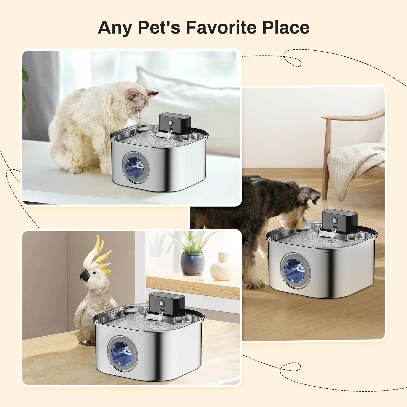 Stainless Steel Cat Water Fountain 5